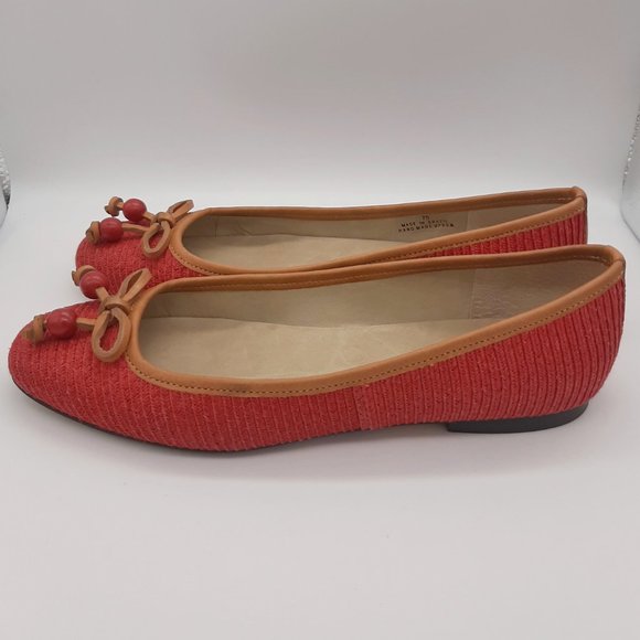 Talbots Red & Tan Ballet Flats SZ 7 - Picture 4 of 8